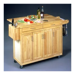 Homestyles Wood-Top Kitchen Cart With Breakfast Bar