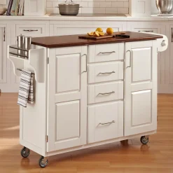 Homestyles Oak-Top Four Drawer Kitchen Cart