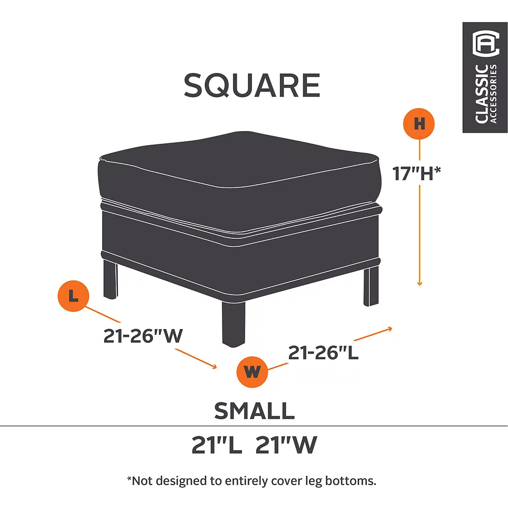 Classic Accessories Ravenna Square Ottoman Cover - Outdoor 6 Classic Accessories Ravenna Square Ottoman Cover - Outdoor - Image 4