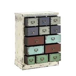 Linon Parcel 13-Drawer Distressed Floor Cabinet 10 Linon Parcel 13-Drawer Distressed Floor Cabinet -The Novogratz Shop 1862156 ALT2
