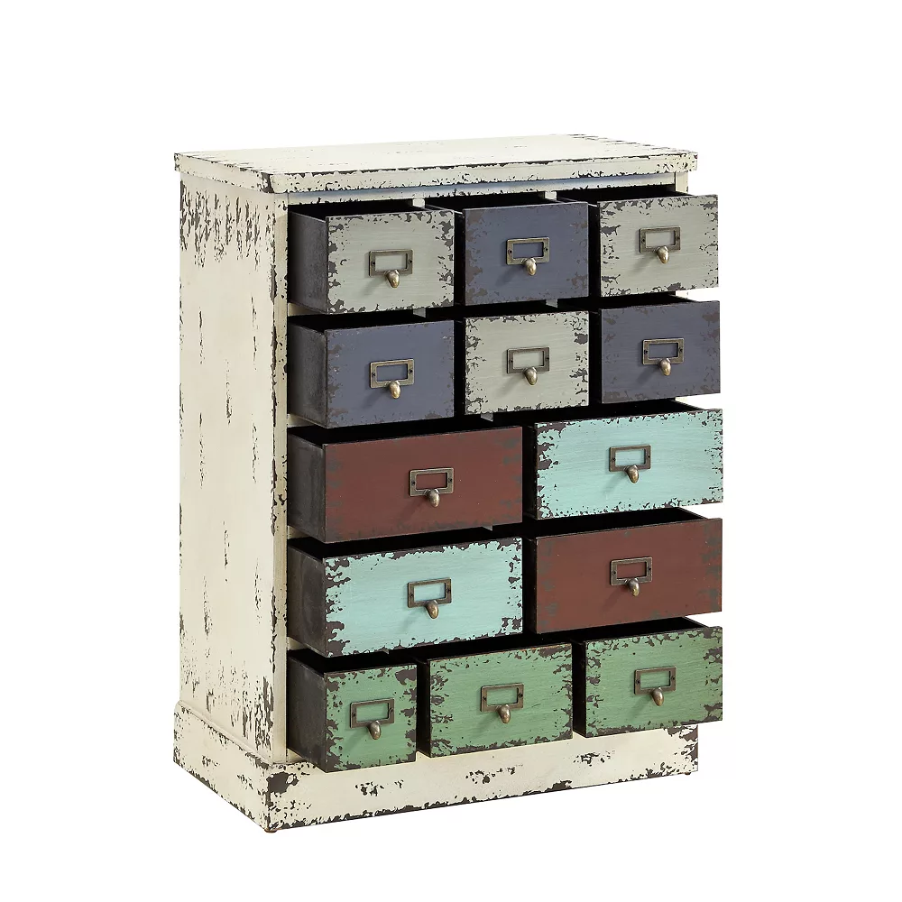 Linon Parcel 13-Drawer Distressed Floor Cabinet 5 Linon Parcel 13-Drawer Distressed Floor Cabinet - Image 3