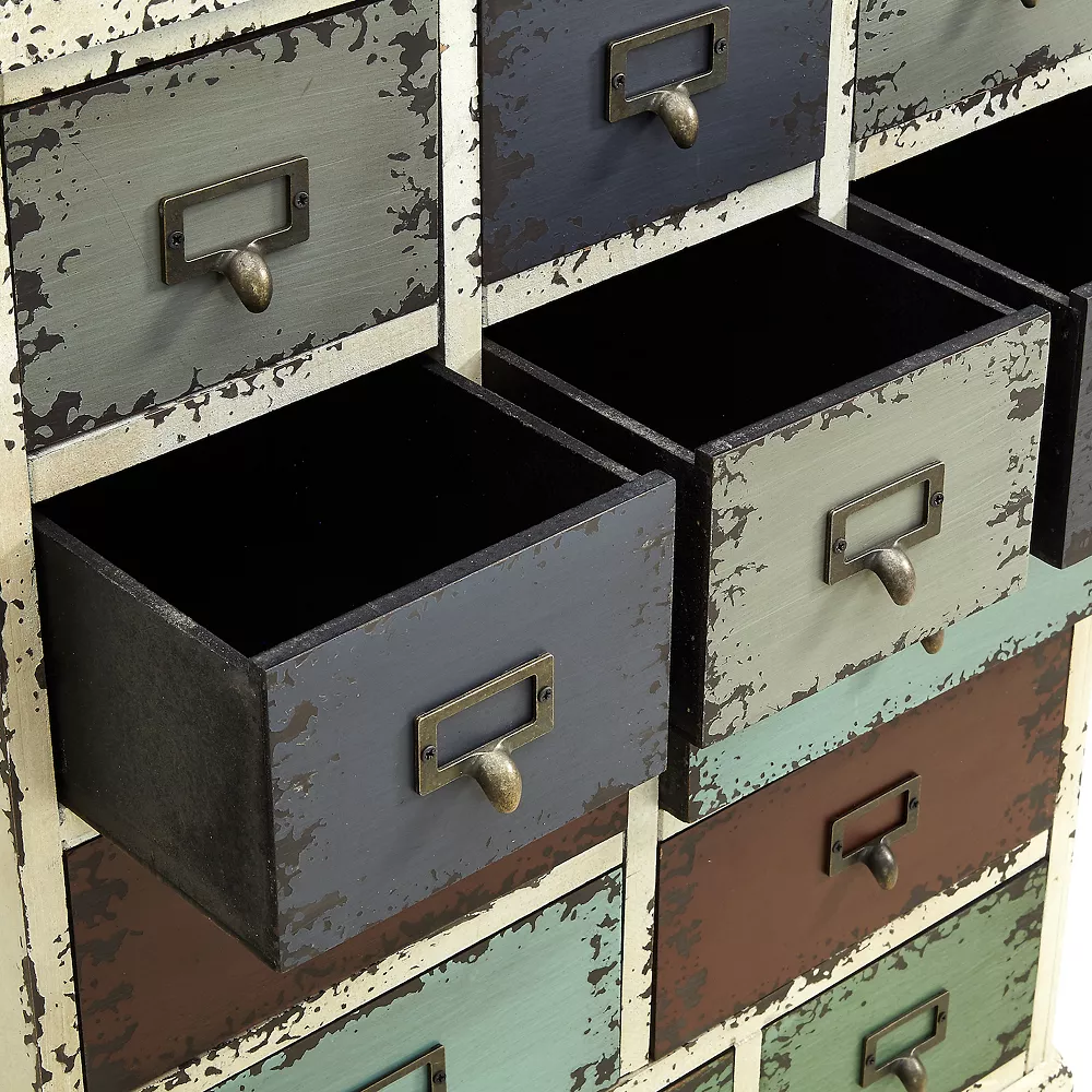 Linon Parcel 13-Drawer Distressed Floor Cabinet 7 Linon Parcel 13-Drawer Distressed Floor Cabinet - Image 5