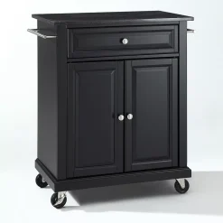 Crosley Furniture Black Granite Top Kitchen Island Cart -The Novogratz Shop 2062413 ALT2