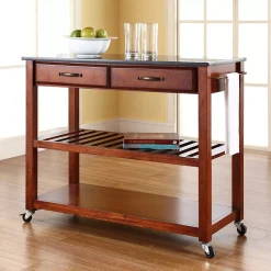 Crosley Furniture Black Granite Top Kitchen Cart