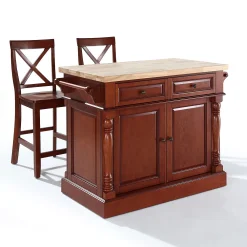 Crosley Furniture 3-piece Kitchen Island & X-Back Counter Chair Set 7 Crosley Furniture 3-piece Kitchen Island & X-Back Counter Chair Set -The Novogratz Shop 2062994 ALT2