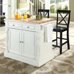 Crosley Furniture 3-piece Kitchen Island & X-Back Counter Chair Set