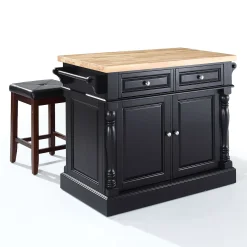 Crosley Furniture 3-piece Kitchen Island & Counter Stool Set -The Novogratz Shop 2062996 ALT2