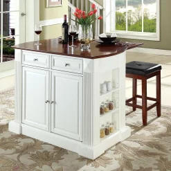 Crosley Furniture 3-piece Drop-Leaf Kitchen Island & Counter Stool Set