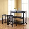 Crosley Furniture 3-piece Granite Top Kitchen Island Cart & Counter Stool Set -The Novogratz Shop 2063045 Black