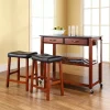 Crosley Furniture 3-piece Black Granite Top Kitchen Island Cart & Counter Stool Set