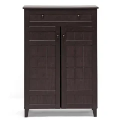 Baxton Studio Glidden Wood Modern Tall Shoe Cabinet