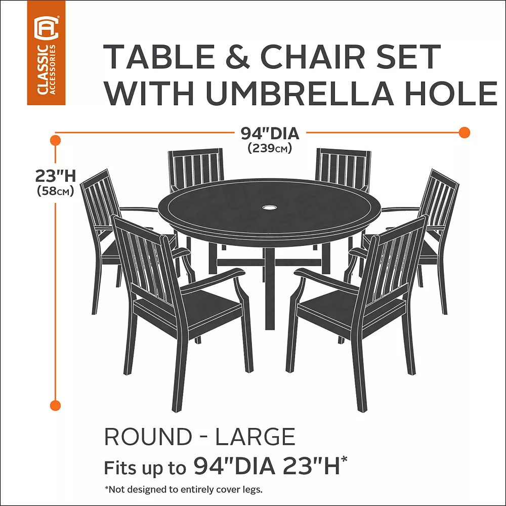Classic Accessories Veranda Medium Round Patio Table Cover & Umbrella Hole 4 Classic Accessories Veranda Medium Round Patio Table Cover & Umbrella Hole - Image 2