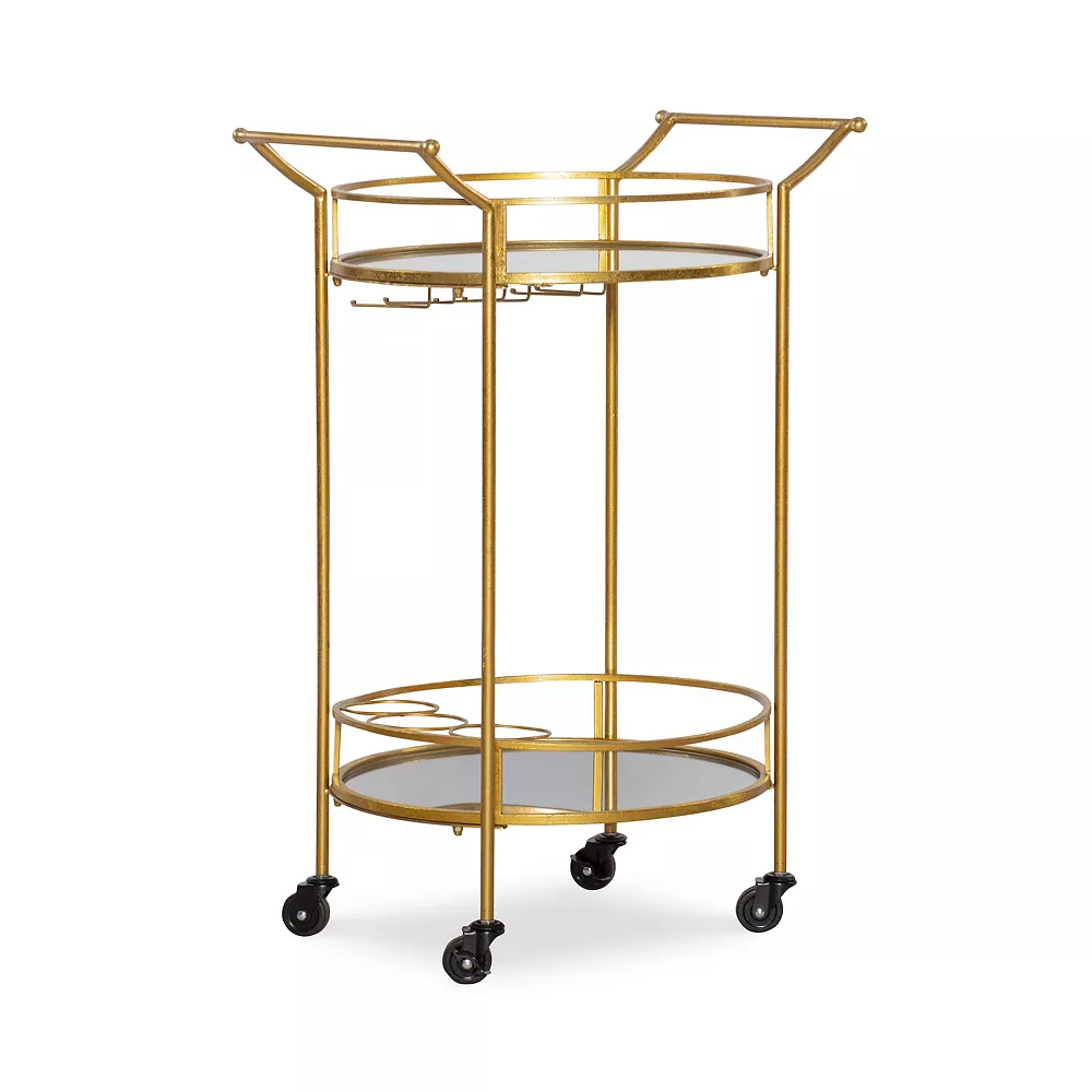 Linon Metallic Round Bar Cart 3 Linon Metallic Round Bar Cart