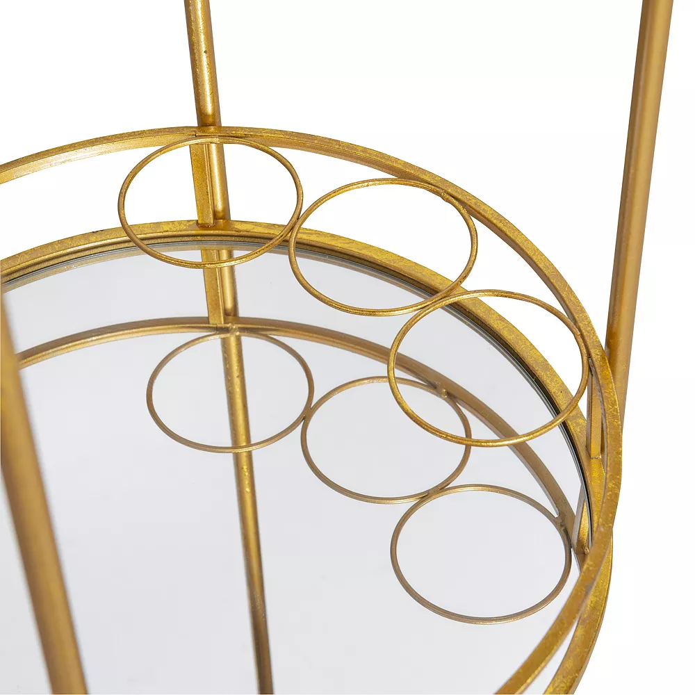 Linon Metallic Round Bar Cart 5 Linon Metallic Round Bar Cart - Image 3