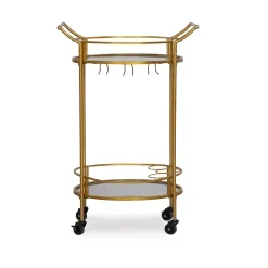 Linon Metallic Round Bar Cart 12 Linon Metallic Round Bar Cart -The Novogratz Shop 2450175 ALT4