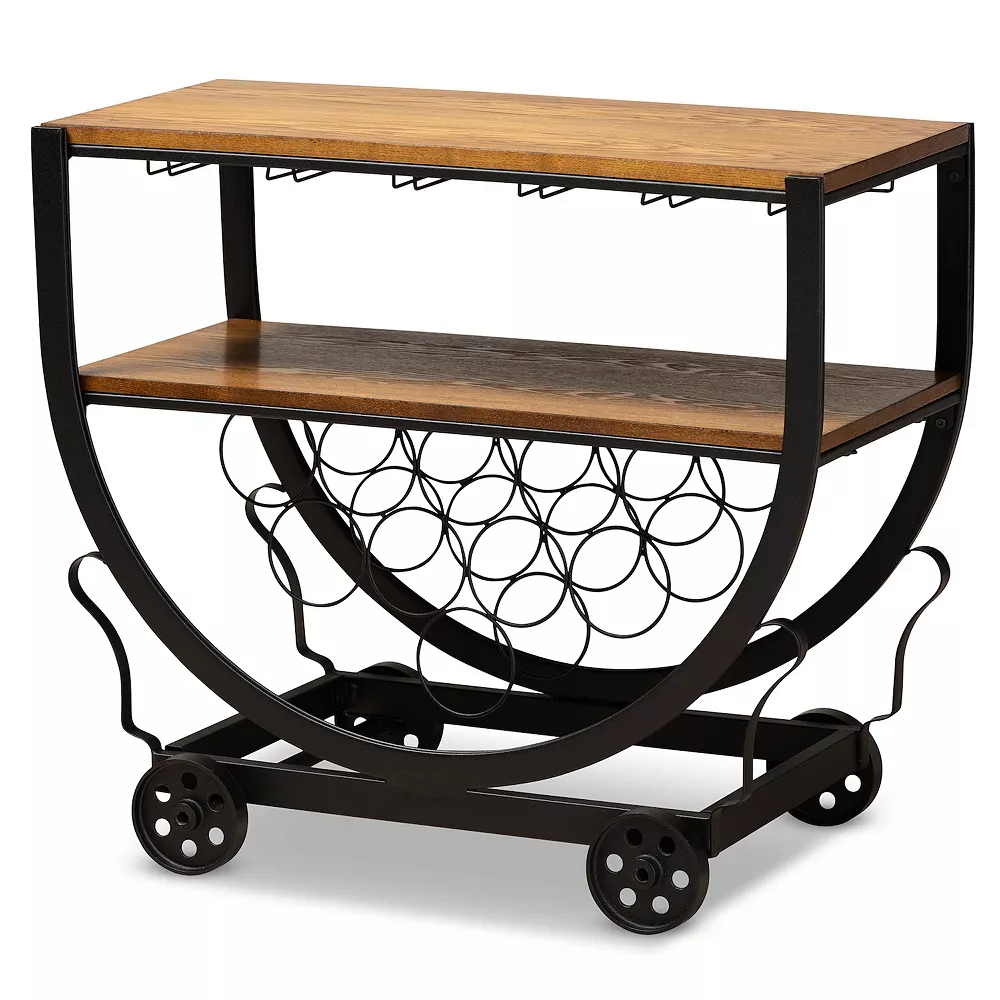 Baxton Studio Triesta Wheeled Wine Rack Cart 3 Baxton Studio Triesta Wheeled Wine Rack Cart