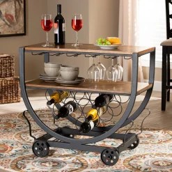 Baxton Studio Triesta Wheeled Wine Rack Cart 9 Baxton Studio Triesta Wheeled Wine Rack Cart -The Novogratz Shop 2534672 ALT