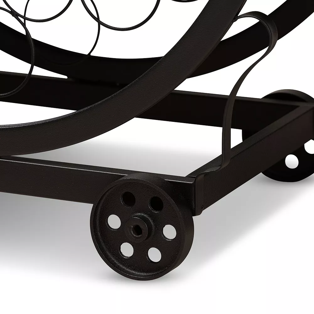 Baxton Studio Triesta Wheeled Wine Rack Cart 8 Baxton Studio Triesta Wheeled Wine Rack Cart - Image 6