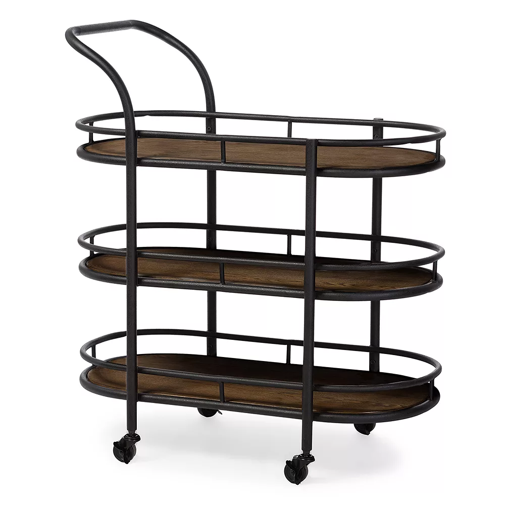 Baxton Studio Karlin Industrial Bar Cart 3 Baxton Studio Karlin Industrial Bar Cart