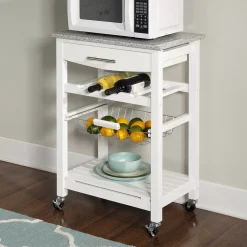 Linon Roger Granite Top Kitchen Cart -The Novogratz Shop 3295984 ALT2