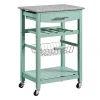 Linon Roger Granite Top Kitchen Cart 1 Linon Roger Granite Top Kitchen Cart -The Novogratz Shop 3295984 Green