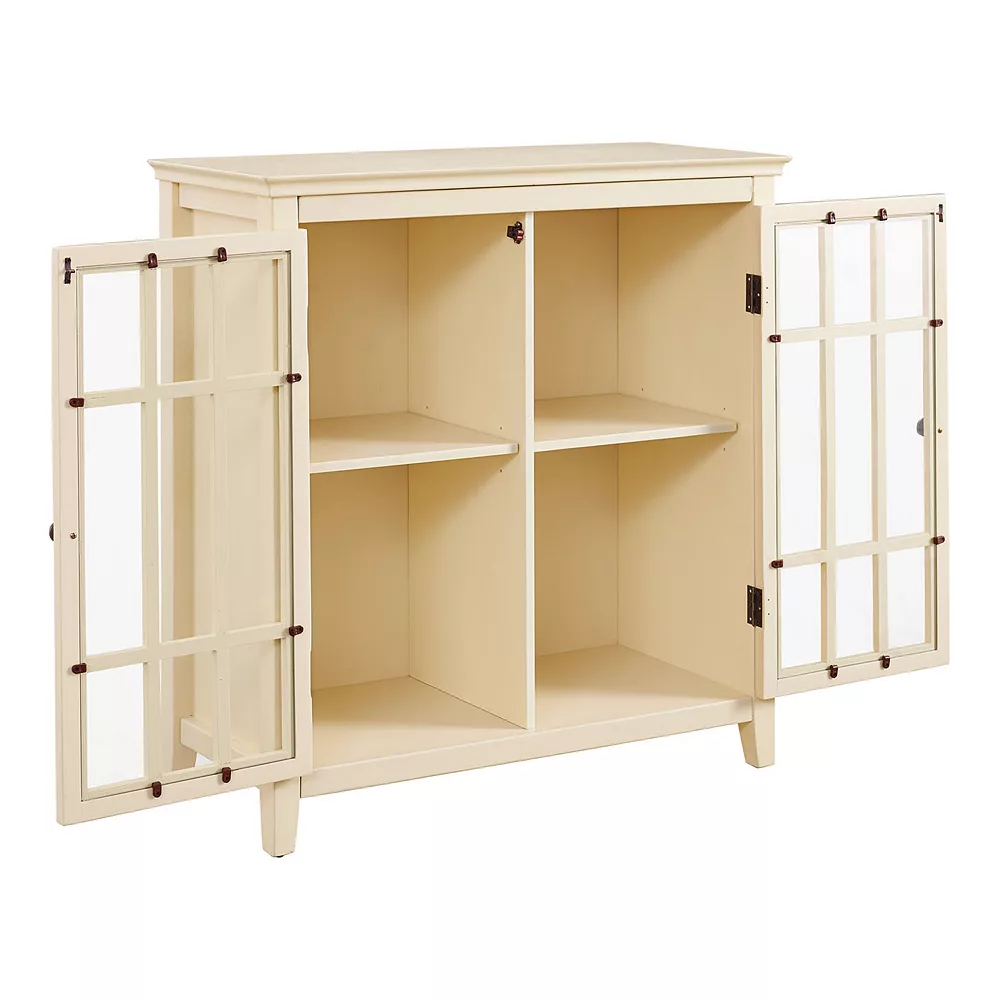 Linon Leslie Window Pane 2-Door Storage Cabinet 4 Linon Leslie Window Pane 2-Door Storage Cabinet - Image 2