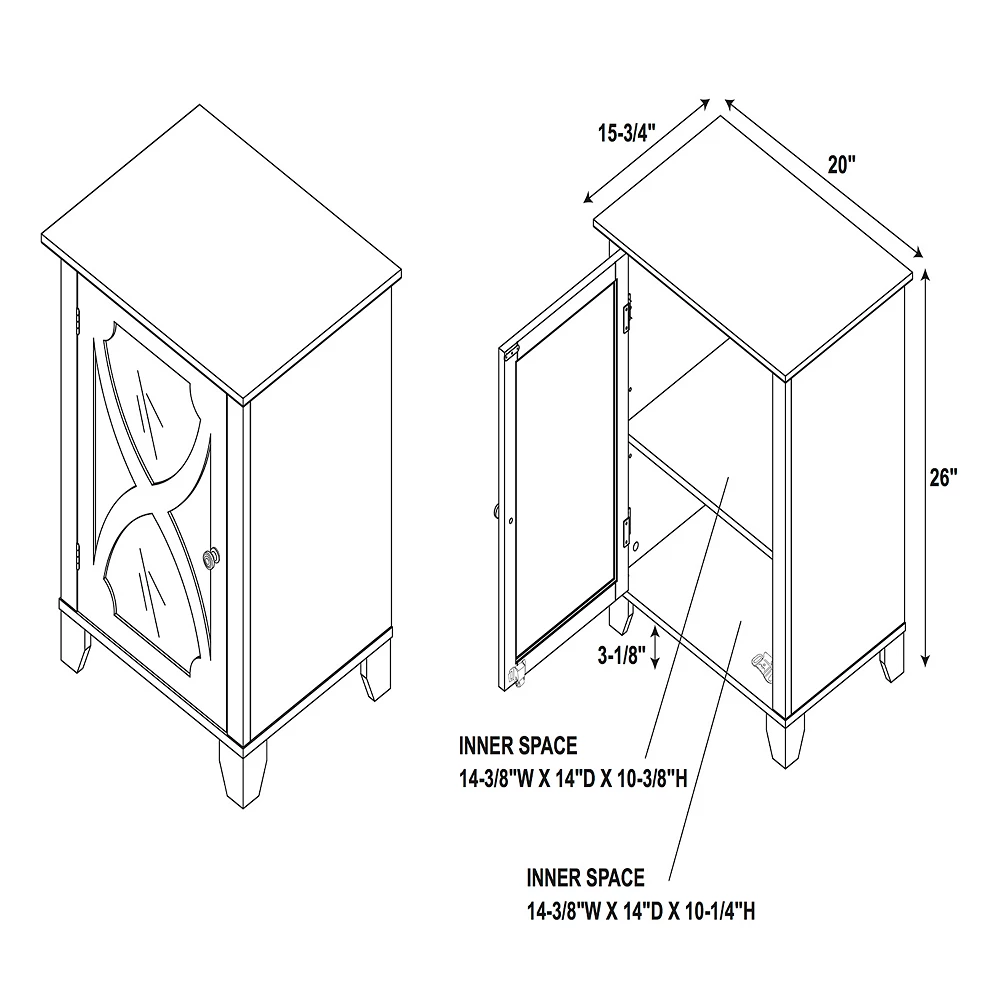 Linon Mirrored Storage Cabinet 4 Linon Mirrored Storage Cabinet - Image 2