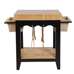 Linon Color Story Butcher Block Kitchen Island -The Novogratz Shop 3354389 ALT2
