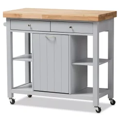 Baxton Studio Farmhouse Gray Kitchen Cart
