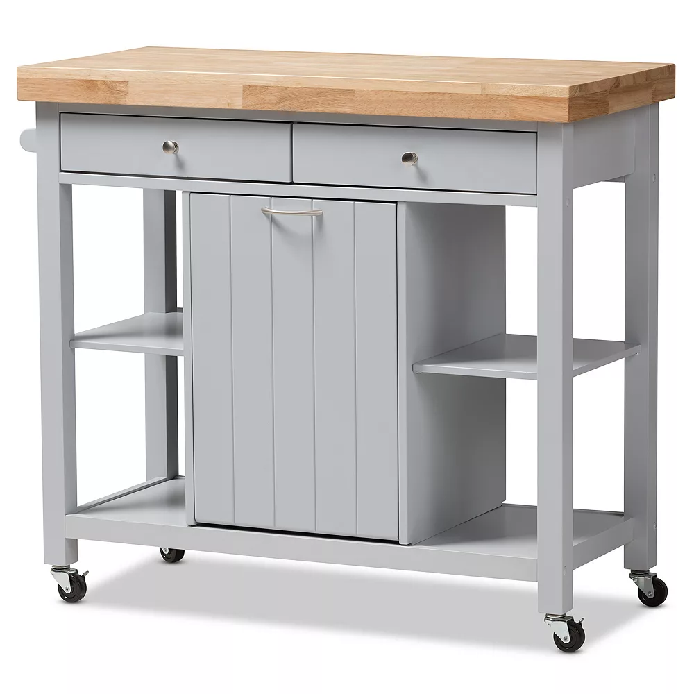 Baxton Studio Farmhouse Gray Kitchen Cart 3 Baxton Studio Farmhouse Gray Kitchen Cart