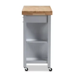 Baxton Studio Farmhouse Gray Kitchen Cart 9 Baxton Studio Farmhouse Gray Kitchen Cart -The Novogratz Shop 3488506 ALT2