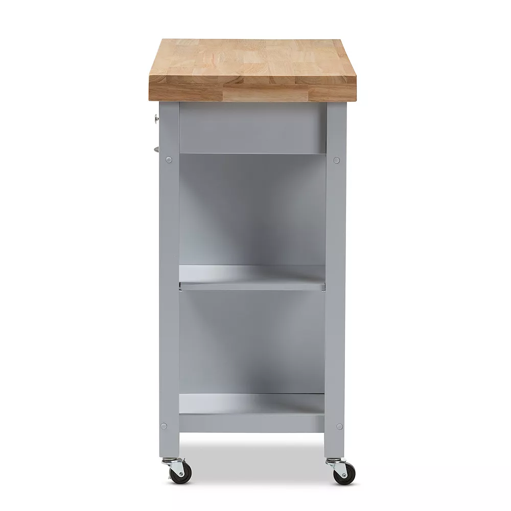 Baxton Studio Farmhouse Gray Kitchen Cart 5 Baxton Studio Farmhouse Gray Kitchen Cart - Image 3