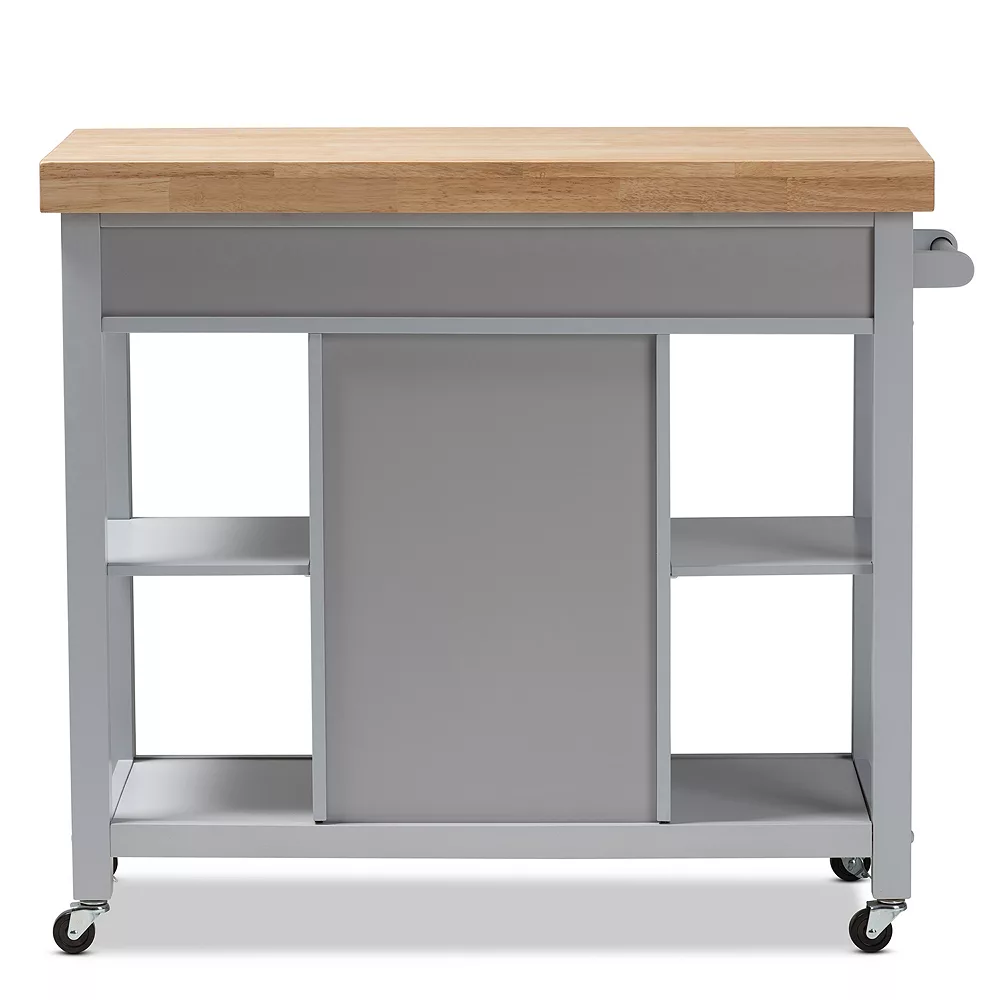 Baxton Studio Farmhouse Gray Kitchen Cart 6 Baxton Studio Farmhouse Gray Kitchen Cart - Image 4