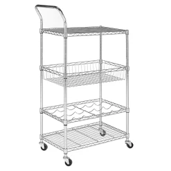 Safavieh Carmen 4-Tier Chrome Wire Adjustable Cart