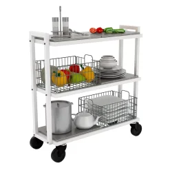 Urb Space 3-Shelf Kitchen Cart & Storage Basket 3-piece Set -The Novogratz Shop 3590791 ALT