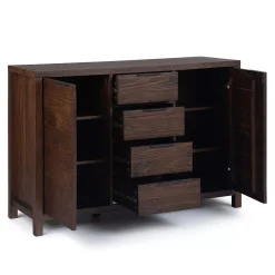 Simpli Home Hollander Solid Wood Sideboard Buffet - Warm Walnut Brown -The Novogratz Shop 3675831 ALT3