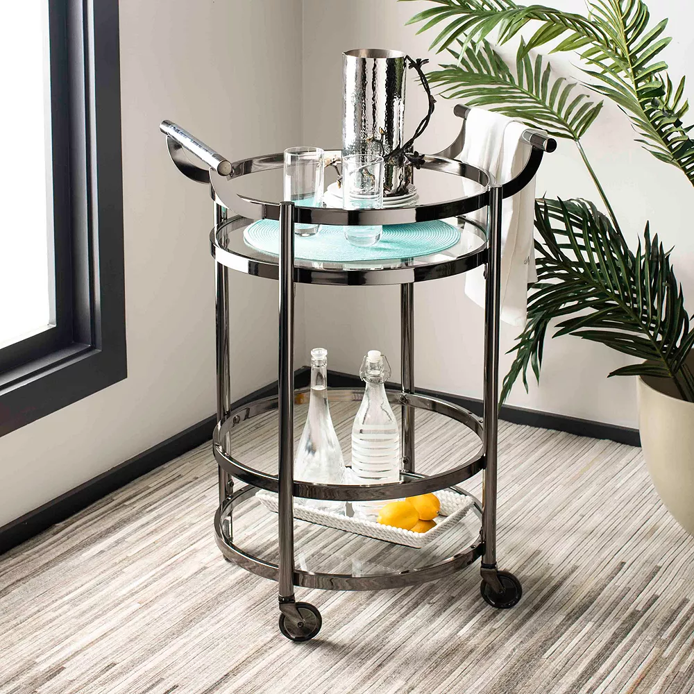 Safavieh Sienna 2-Tier Round Bar Cart 4 Safavieh Sienna 2-Tier Round Bar Cart - Image 2
