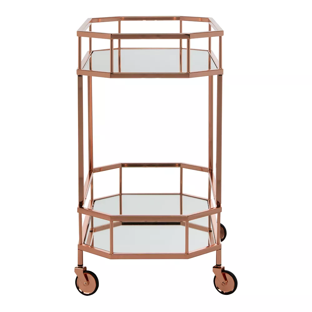 Safavieh Silva 2-Tier Octagon Bar Cart 5 Safavieh Silva 2-Tier Octagon Bar Cart - Image 3