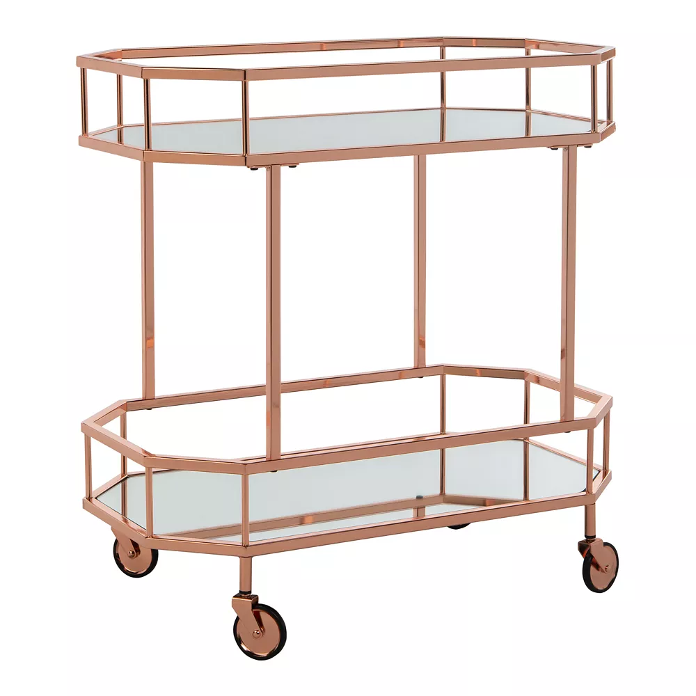 Safavieh Silva 2-Tier Octagon Bar Cart 3 Safavieh Silva 2-Tier Octagon Bar Cart