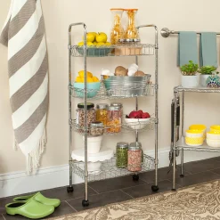 Safavieh Pierreo Chrome Wire Adjustable Mini Trolley -The Novogratz Shop 3703894 ALT