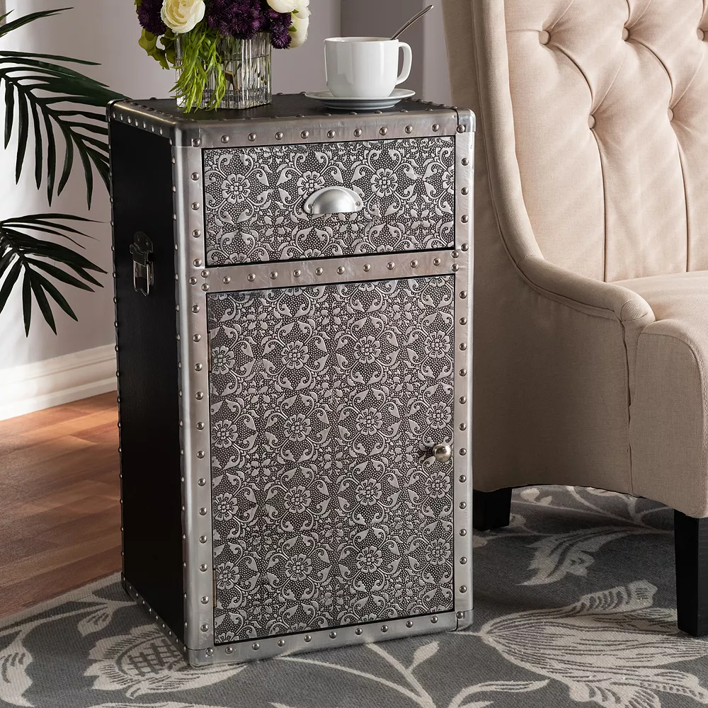 Baxton Studio Cosette Silver Cabinet 4 Baxton Studio Cosette Silver Cabinet - Image 2