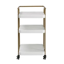 Cosco Stylaire White & Gold 3 Tier Serving Cart 9 Cosco Stylaire White & Gold 3 Tier Serving Cart -The Novogratz Shop 3782247 ALT2