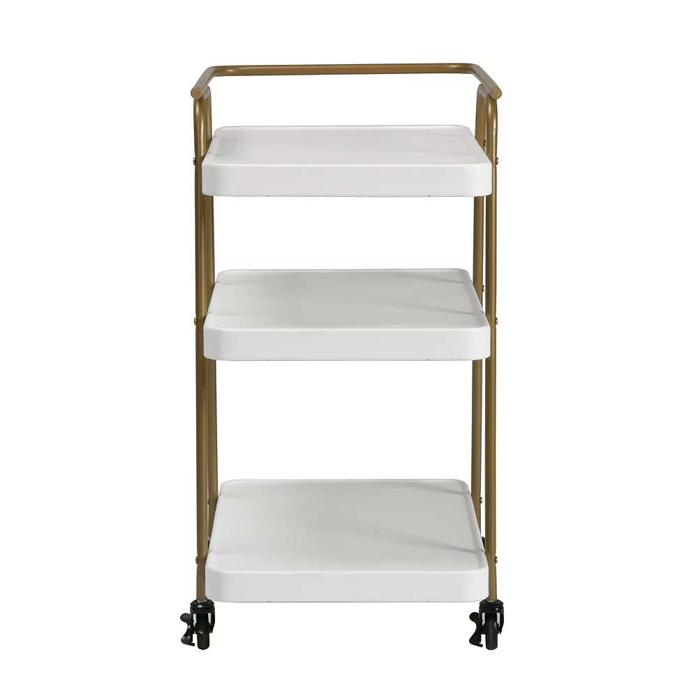Cosco Stylaire White & Gold 3 Tier Serving Cart 5 Cosco Stylaire White & Gold 3 Tier Serving Cart - Image 3