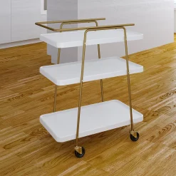 Cosco Stylaire White & Gold 3 Tier Serving Cart 10 Cosco Stylaire White & Gold 3 Tier Serving Cart -The Novogratz Shop 3782247 ALT3