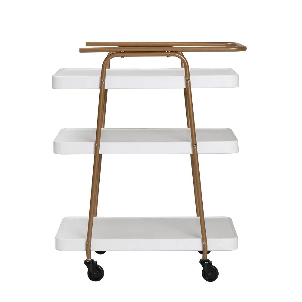Cosco Stylaire White & Gold 3 Tier Serving Cart 7 Cosco Stylaire White & Gold 3 Tier Serving Cart - Image 5