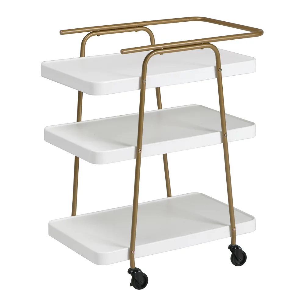 Cosco Stylaire White & Gold 3 Tier Serving Cart 3 Cosco Stylaire White & Gold 3 Tier Serving Cart