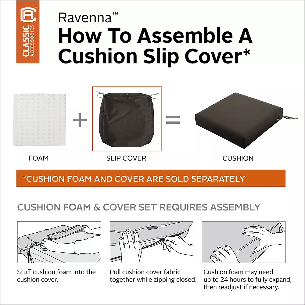 Classic Accessories Ravenna Square Patio Seat Cushion Slipcover 5 Classic Accessories Ravenna Square Patio Seat Cushion Slipcover - Image 3
