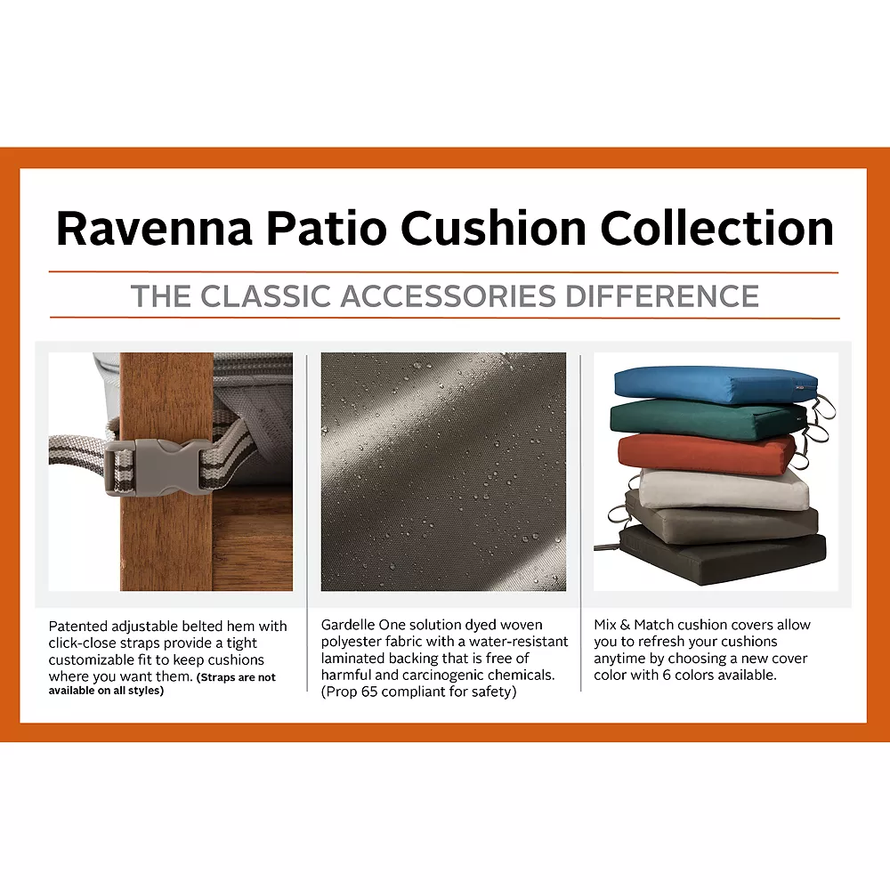 Classic Accessories Ravenna Square Patio Seat Cushion Slipcover 7 Classic Accessories Ravenna Square Patio Seat Cushion Slipcover - Image 5
