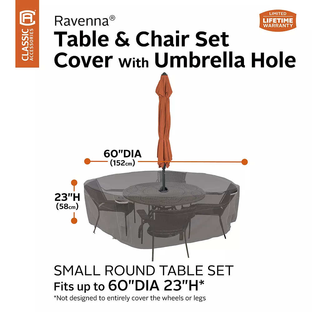 Classic Accessories Ravenna Round Patio Table Set Cover & Umbrella Hole 8 Classic Accessories Ravenna Round Patio Table Set Cover & Umbrella Hole - Image 6