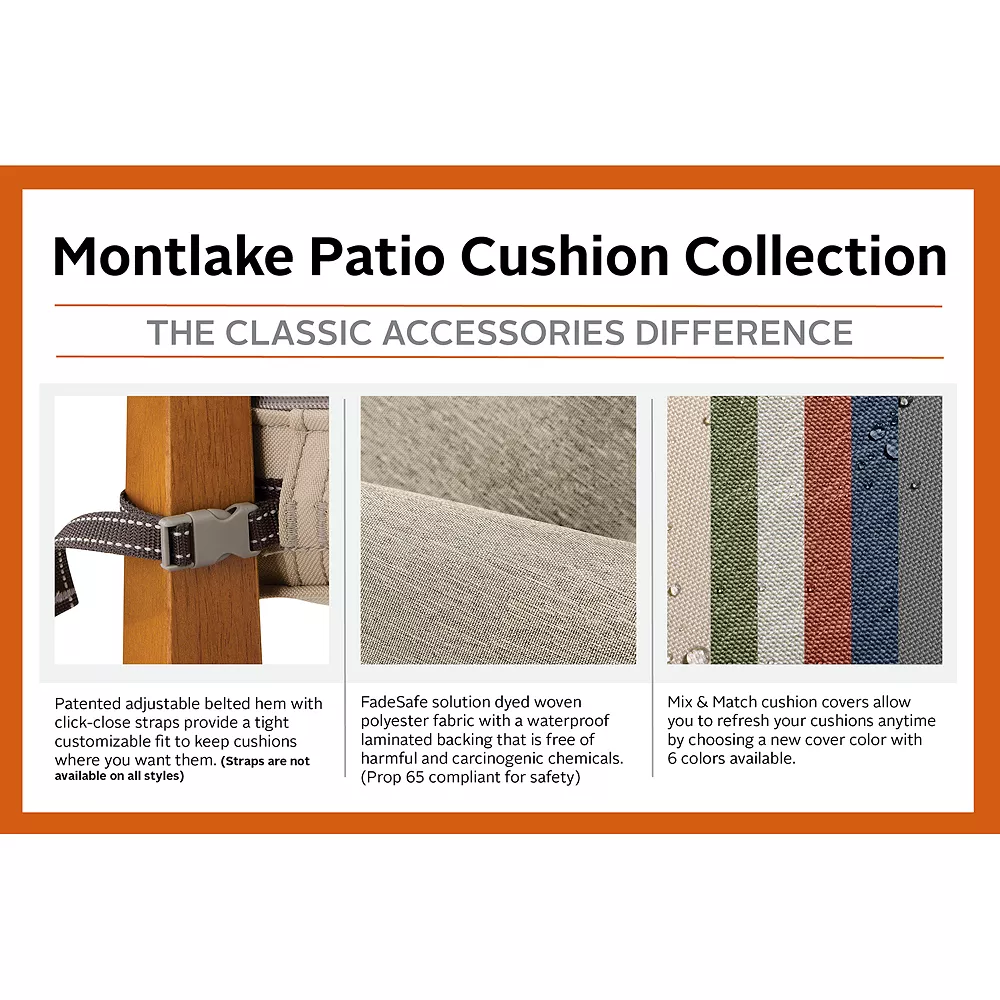 Classic Accessories Montlake FadeSafe Rectangular Patio Dining Seat Cushion Slip Cover 8 Classic Accessories Montlake FadeSafe Rectangular Patio Dining Seat Cushion Slip Cover - Image 6